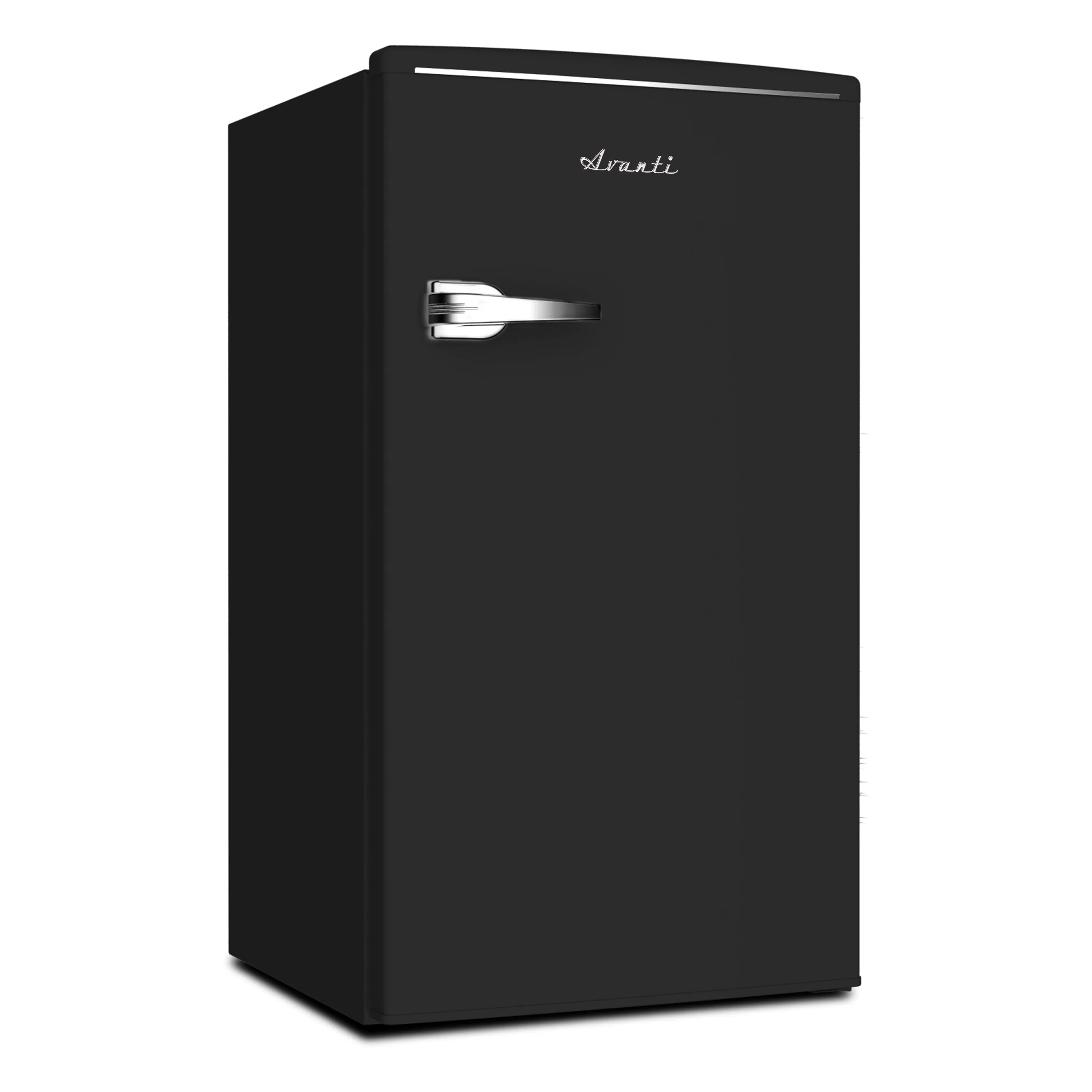 Avanti retro compact refrigerator in black with chrome handle from JALUR777