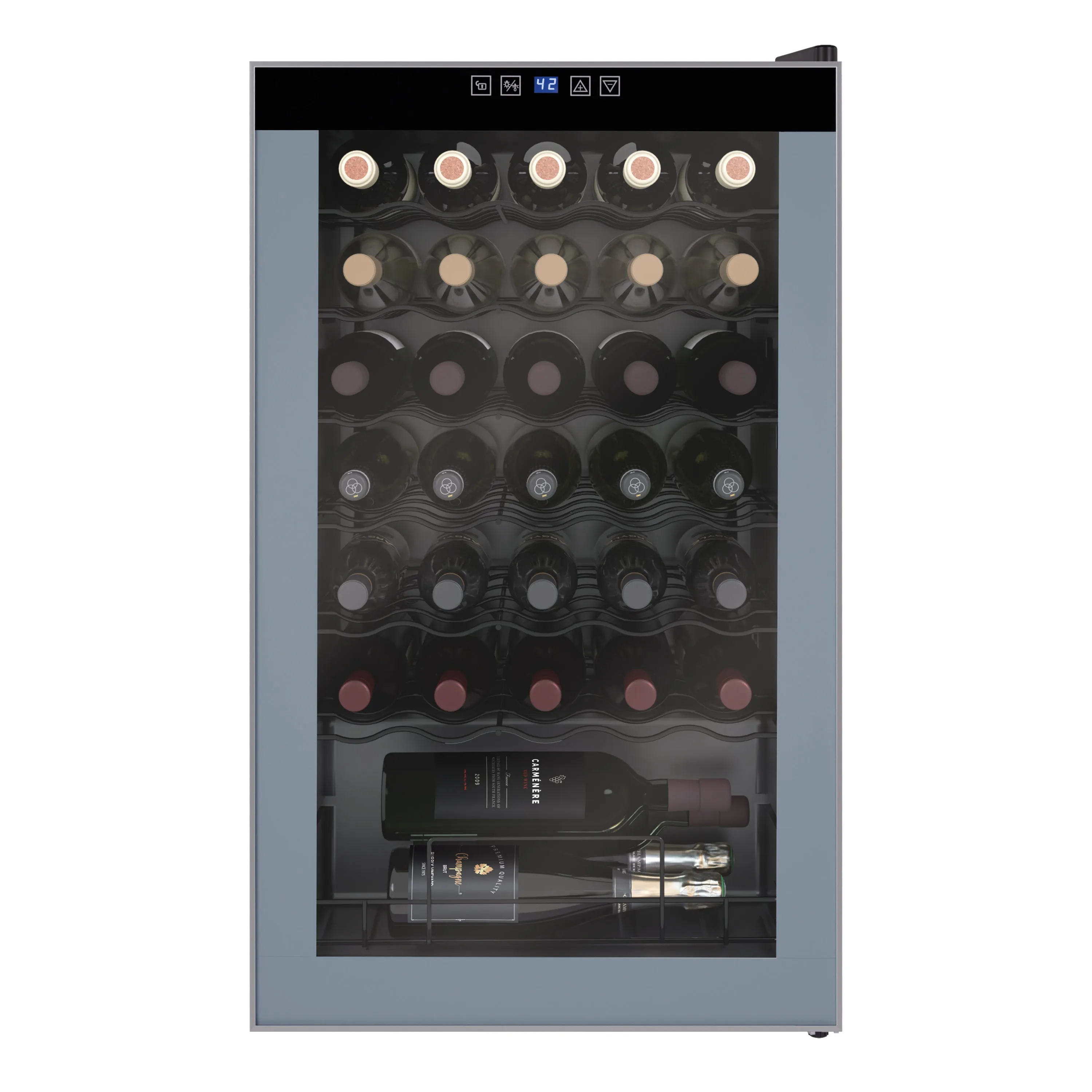 Avanti wine cooler 34 botol dengan kabinet hitam dan pintu kaca transparan dari SLOT PALING GACOR