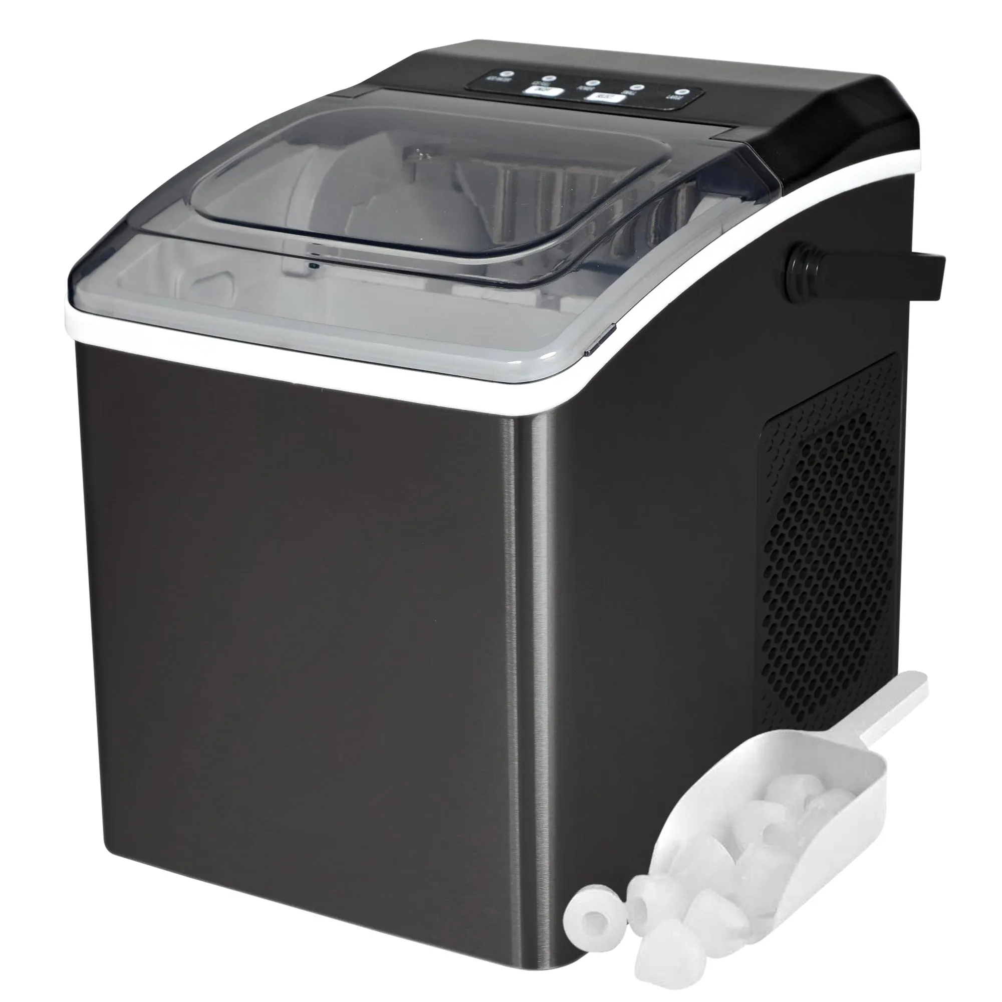 GLOWIN88 Koolatron Portable Countertop Ice Maker warna hitam di atas meja