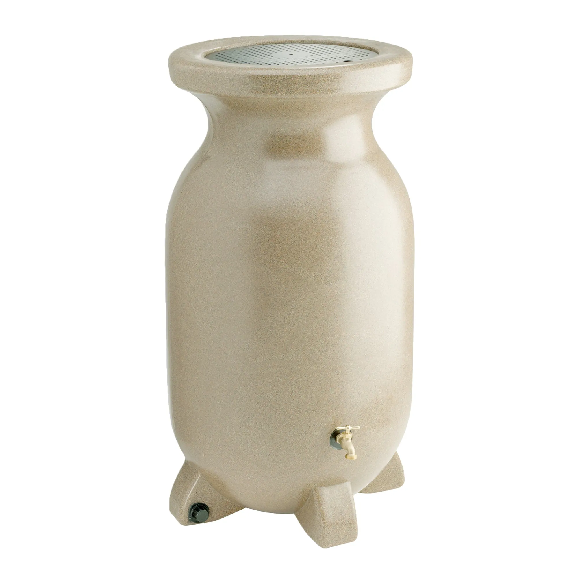 SLOTBOLA88 Koolscapes 75 Gallon Rain Barrel warna beige tampak depan