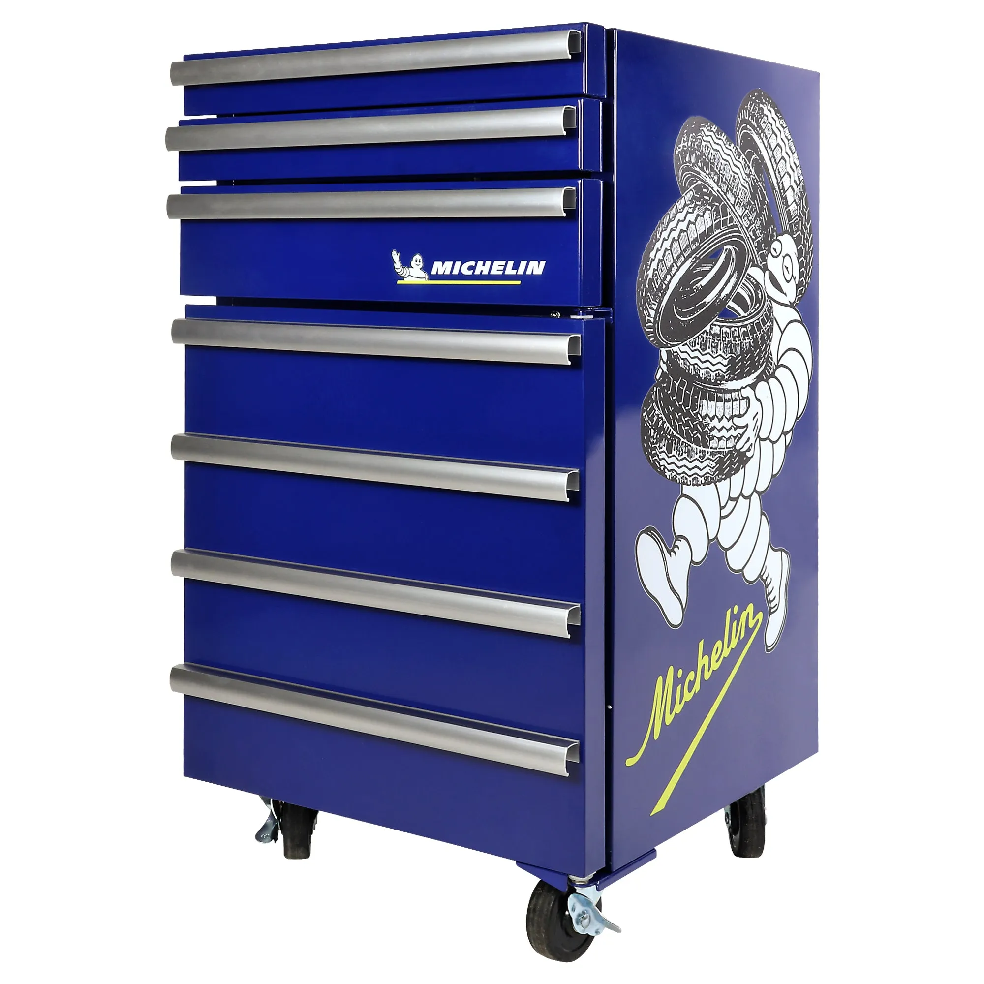 JP99 Michelin Tool Chest Fridge warna biru dengan desain kotak alat dan rak penyimpanan